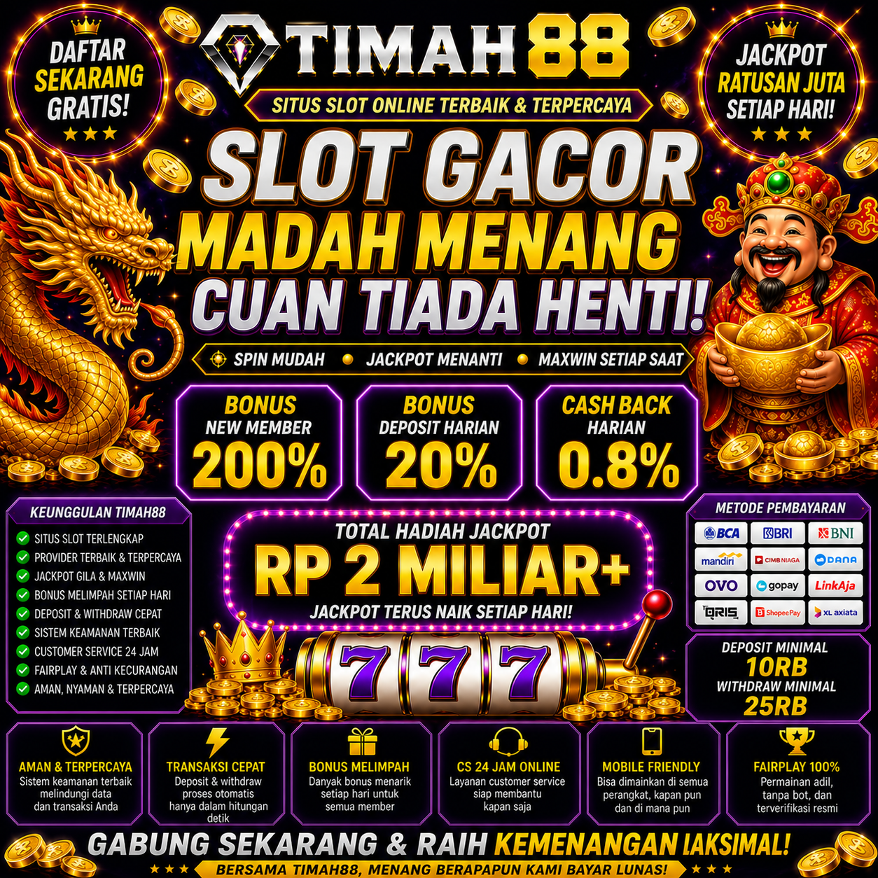 TIMAH88 Slot Online Terpercaya dengan Bonus Melimpah