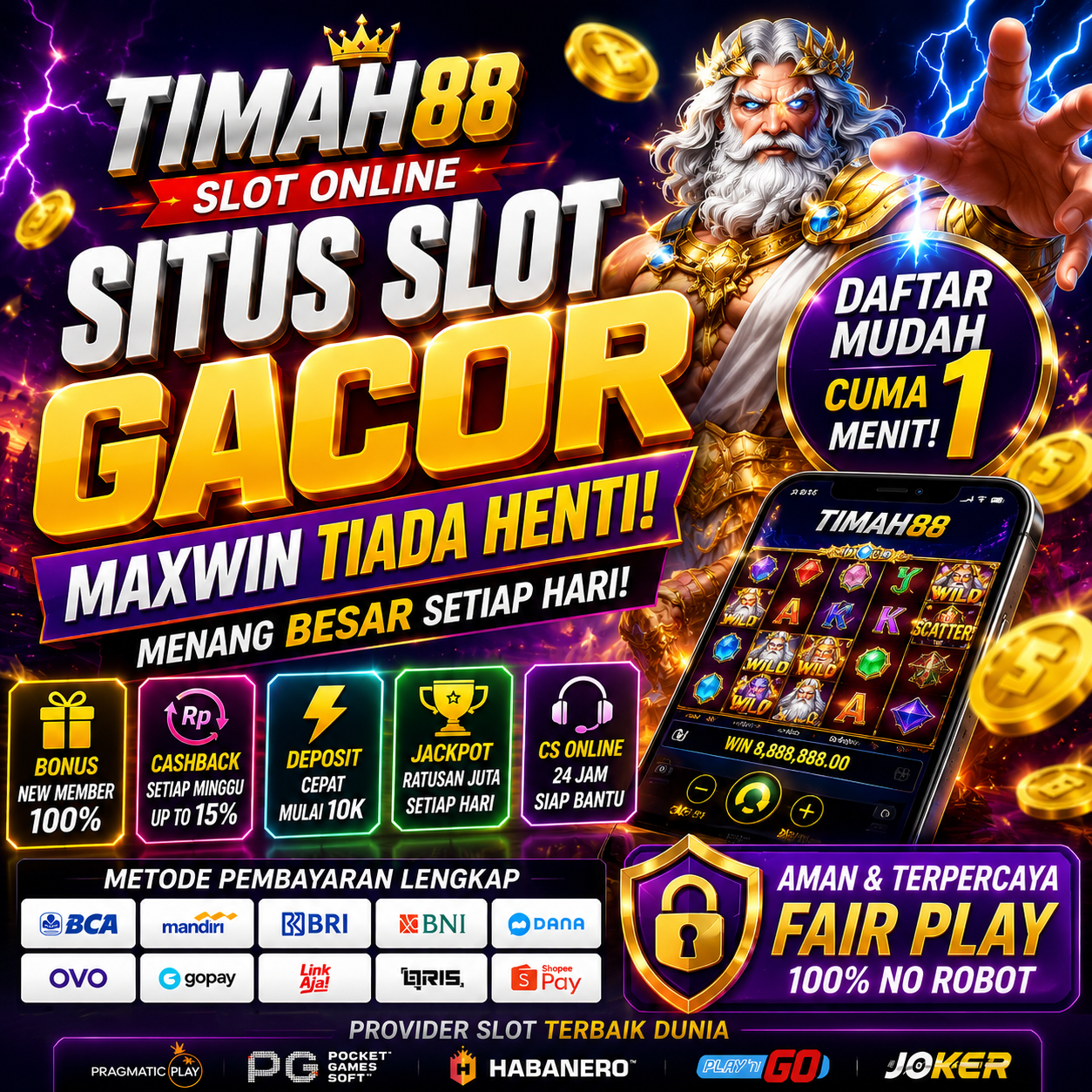 TIMAH88 Slot Gacor Maxwin Tiada Henti dengan Bonus Besar Setiap Hari
