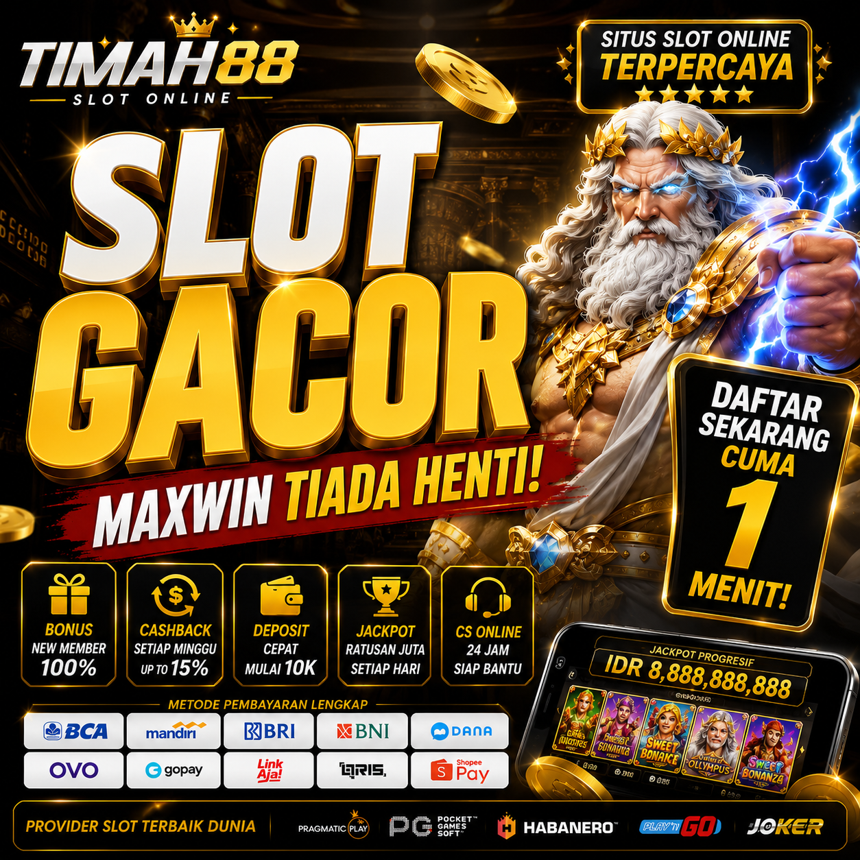 TIMAH88 Slot Maxwin Tiada Henti, Bonus Besar dan Jackpot Progresif