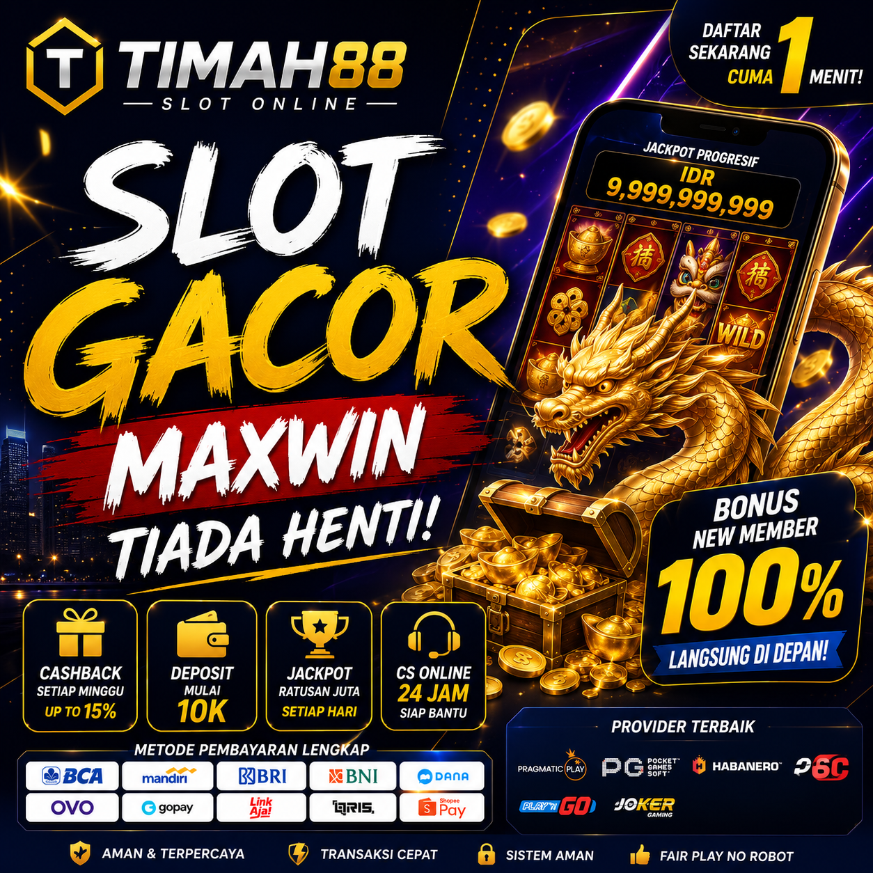 TIMAH88 Slot Gacor Maxwin Tiada Henti dengan Bonus New Member 100%