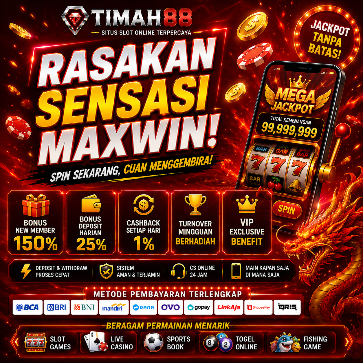 TIMAH88 Maxwin dengan Bonus dan Cashback